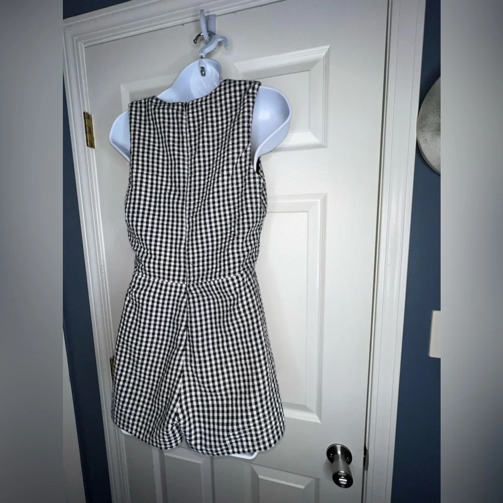 NWOT Design Lab Lord & Taylor X Small Black White Gingham Check Shorts Romper XS